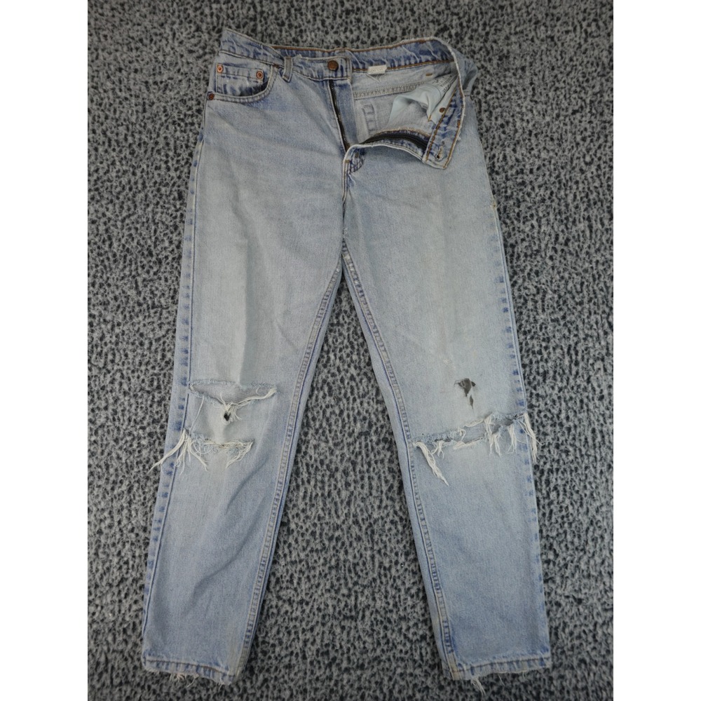 Levis 550 Straight Leg Jeans Mens 30x30‎ Light Wash Distressed Blue Denim